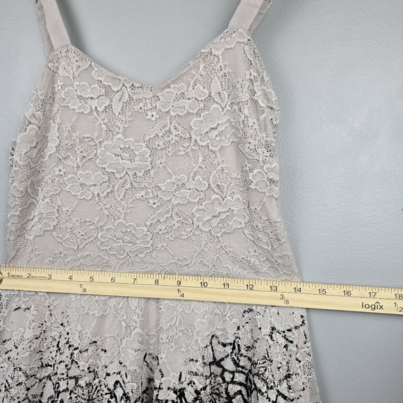FREE PEOPLE Flocked Velvet Lace Sweetheart Strappy Mini Dress Cream Womens Sz SP - Picture 10 of 12